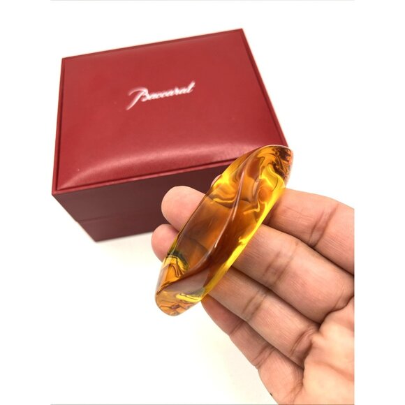 Baccarat France Crystal OCEANE PARMA GRANDE Wave Modernist Cuff Bracelet Gold - Picture 6 of 12